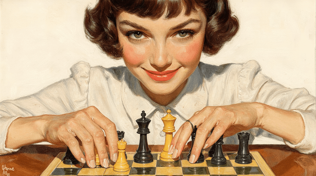 woman playing chess