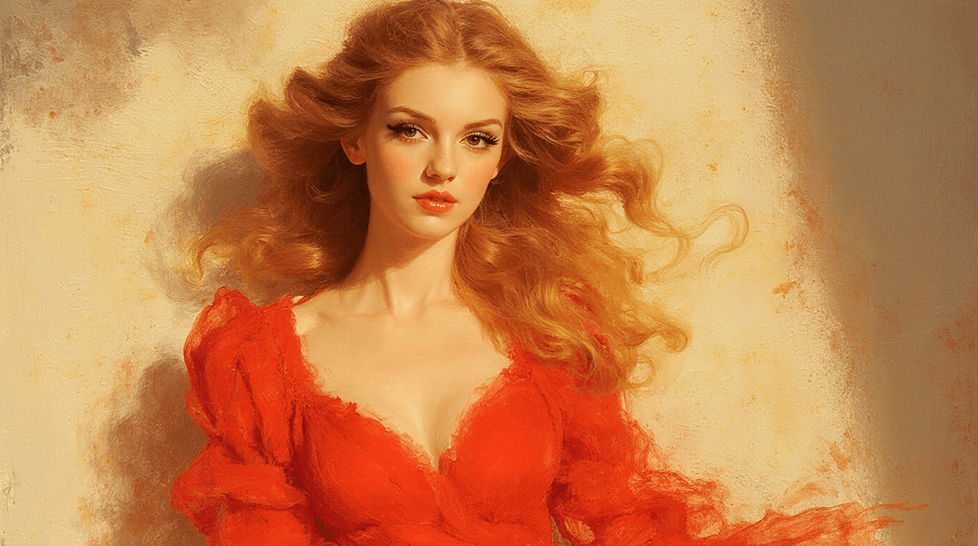 Mesmerizing woman in red dress